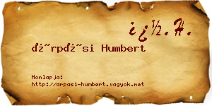 Árpási Humbert névjegykártya